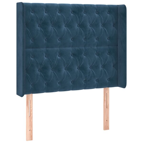 vidaXL Tête de lit avec oreilles Bleu foncé 103x16x118/128 cm Velours