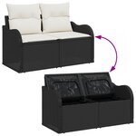 Ensemble de Canapé de Jardin 5 pièces avec Coussins en Poly Rattan Noir