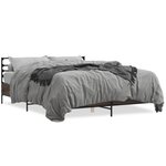 vidaXL Cadre de lit chêne marron 160x200 cm bois d'ingénierie et métal