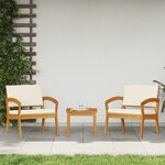 vidaXL Ensemble Bistro 3 pièces avec coussins - Bois d'acacia massif