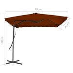 vidaXL Parasol d'extérieur avec mât en acier Terre cuite 250x250x230cm