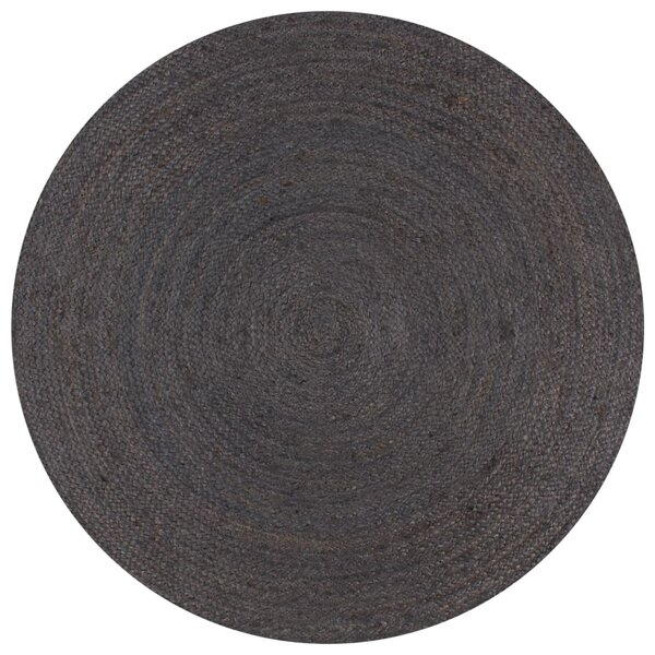 vidaXL Tapis fait à la main Jute Rond 150 cm Gris foncé
