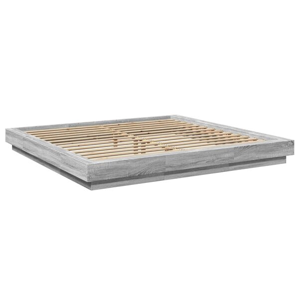 vidaXL Cadre de lit avec lumières LED sonoma gris 200x200 cm