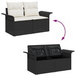 Ensemble de canapé de jardin de 13 pièces avec coussins en poly rattan noir et acacia