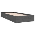 vidaXL Cadre de lit Gris Bois massif 75x190 cm Petit simple