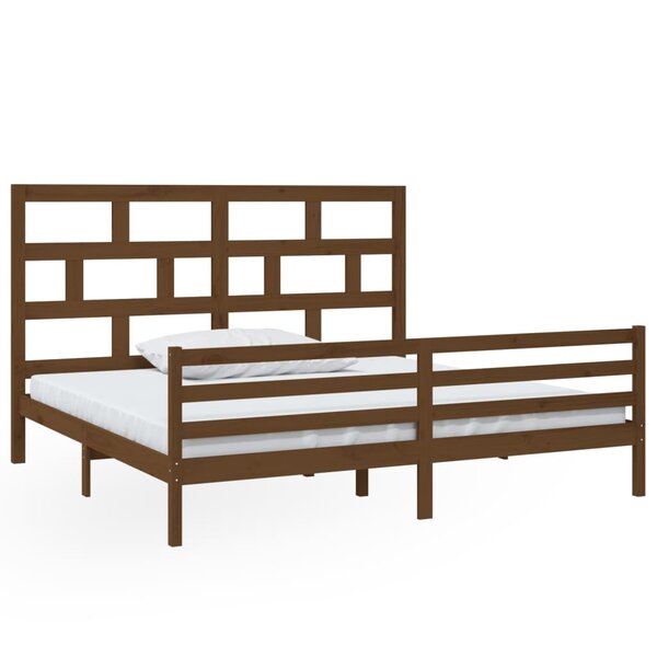 vidaXL Cadre de lit Marron miel Bois de pin massif 200x200 cm