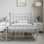vidaXL Cadre de lit métal sans matelas et pied de lit blanc 100x190 cm