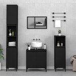 vidaXL Ensemble de meubles salle de bain 3 Pièces noir bois d'ingénierie