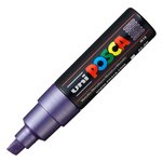 Marqueur pointe large biseautée pc8k 8mm violet métal x 6 POSCA