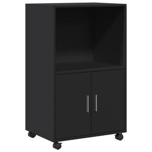 vidaXL Armoire à roulettes noir 55x40x91 cm bois d'ingénierie