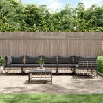 vidaXL Salon de jardin 7 Pièces avec coussins anthracite résine tressée
