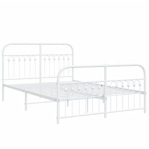 vidaXL Cadre de lit métal avec tête de lit/pied de lit blanc 140x190cm