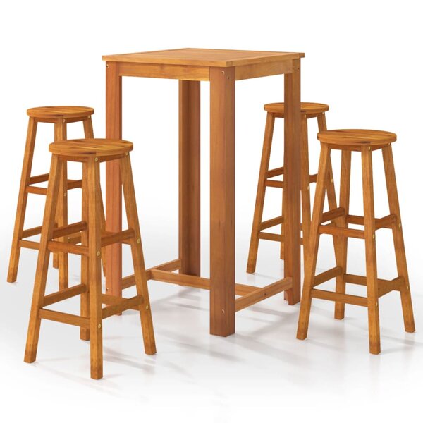 vidaXL Ensemble de bar de jardin 5 Pièces Bois d'acacia solide
