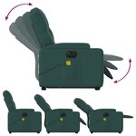 vidaXL Fauteuil inclinable de massage électrique Vert foncé Tissu