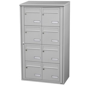 Bloc collectif Leabox 2x4 grade 3 simple face Extérieur fixation murale Gris clair RAL 7035 finition brillante