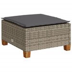 vidaXL Tabouret de jardin et coussin gris 63 5x56x32 cm résine tressée
