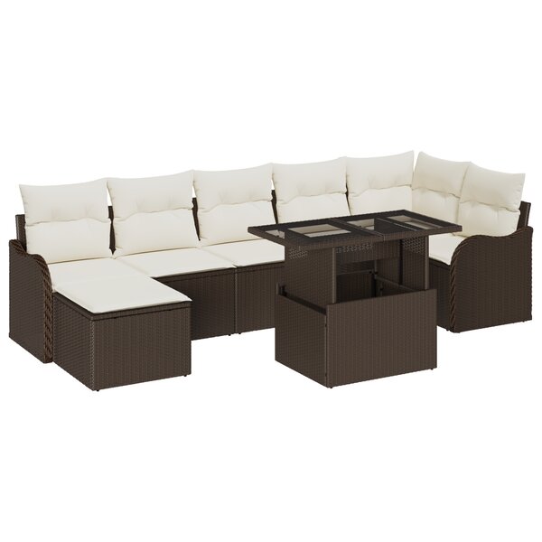 vidaXL Ensemble de Canapés de Jardin 8 Pièces avec Coussins Marron Poly Rattan