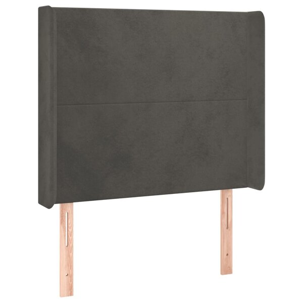 vidaXL Tête de lit avec oreilles Gris foncé 83x16x118/128 cm Velours