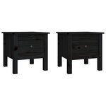 vidaXL Tables d'appoint 2 Pièces Noir 40x40x39 cm Bois massif de pin