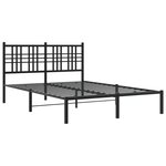 vidaXL Cadre de lit métal avec tête de lit noir 140x190 cm