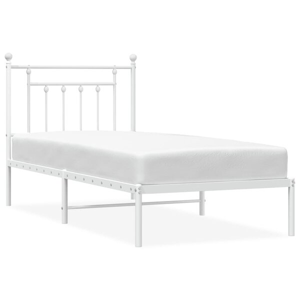 vidaXL Cadre de lit métal avec tête de lit blanc 90x190 cm