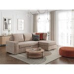 Canapé d'angle droit convertible ARTEMIS 4 places - Velours côtelé greige - 246 x 174 x 96 cm