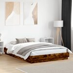 vidaXL Cadre de lit avec lumières LED chêne fumé 150x200 cm