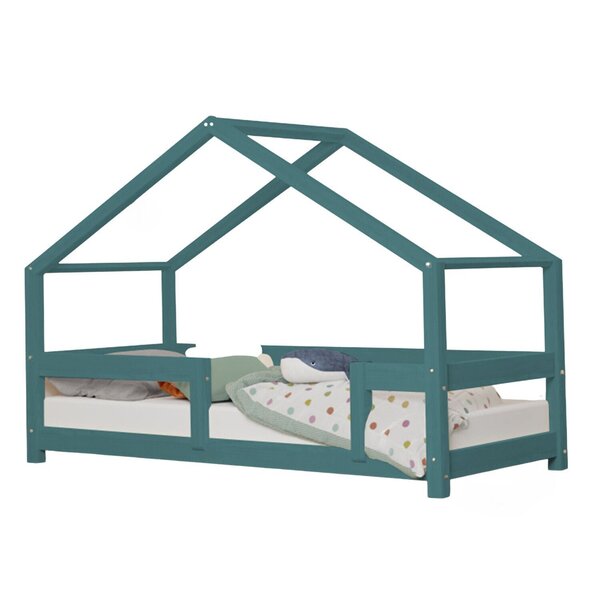Lit cabane enfant LUCKY 120 x 190 vert pétrole