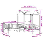 vidaXL Ensemble de lit de jour et de banc et toit 90x190 cm pin massif