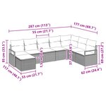 Ensemble de Canapé de Jardin 8 Pièces avec Coussins Noir Rotin Poly