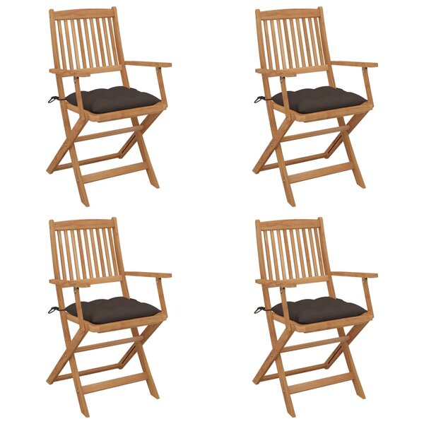 vidaXL Chaises pliables de jardin lot de 4 avec coussins Bois d'acacia