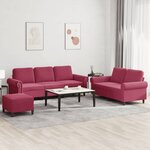 vidaXL Ensemble de canapés 3 Pièces avec coussins Rouge bordeaux Velours