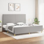 vidaXL Cadre de lit avec tête de lit Gris clair 200x200 cm Tissu