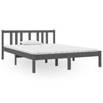 vidaXL Cadre de lit Gris Bois massif 135x190 cm Double