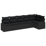 Ensemble de Canapés de Jardin de 6 Pièces avec Coussins en Poly Rattan Noir
