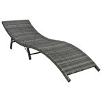 vidaXL Chaise longue pliable avec coussin Résine tressée Gris