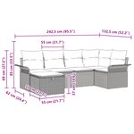 vidaXL Ensemble de Canapé de Jardin de 6 Pièces avec Coussins Beige Poly Rotin