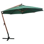 vidaXL Parasol suspendu avec poteau en bois 350 cm vert