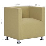 vidaXL Fauteuil cube Vert Tissu