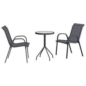 vidaXL Ensemble bistro de jardin 3 Pièces Gris Acier