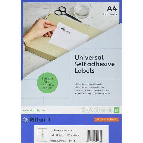 Boite de 400 Etiquettes Universelles  105 x 148 mm  blanc RILLPRINT