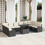 vidaXL Ensemble de canapés de jardin de 11 pièces avec coussins Noir Poly Rotin