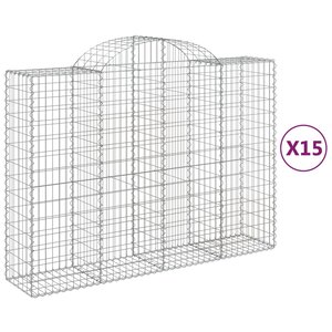 vidaXL Paniers à gabions arqués 15 Pièces 200x50x140/160 cm Fer galvanisé