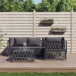 vidaXL Salon de jardin avec coussins 5 Pièces anthracite acier