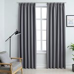 vidaXL Rideaux occultants avec crochets 2 Pièces Gris 140x245 cm