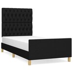 vidaXL Cadre de lit avec tête de lit Noir 90x200 cm Tissu