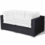 vidaXL Salon de jardin 6 Pièces avec coussins résine tressée noir
