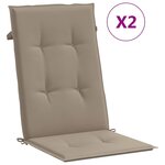 vidaXL Coussins de chaise de jardin dossier haut lot de 2 taupe tissu