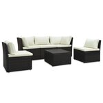 vidaXL Salon de jardin 4 Pièces avec coussins Résine tressée Marron