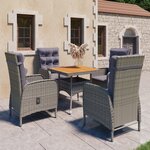 vidaXL Ensemble à dîner de jardin 5 Pièces Résine tressée et acacia Gris